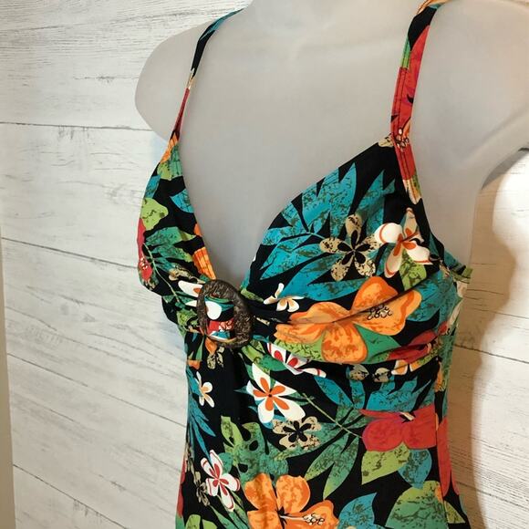 COCO REEF tropical floral aloha print one piece swimsuit with underwire size 34C - Picture 3 of 7